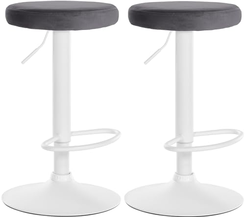 CLP 2er Set Barhocker Ponte Samt I Drehbarer Thekenhocker I Höhenverstellbarer Hocker I Küchenhocker mit Metallgestell, Farbe:dunkelgrau, Material Gestell:Metall matt Weiss CLP 2er Set Barhocker Ponte Samt I Drehbarer Thekenhocker I Höhenverstellbarer Hocker I Küchenhocker mit Metallgestell, Farbe:dunkelgrau, Material Gestell:Metall matt Weiss von CLP
