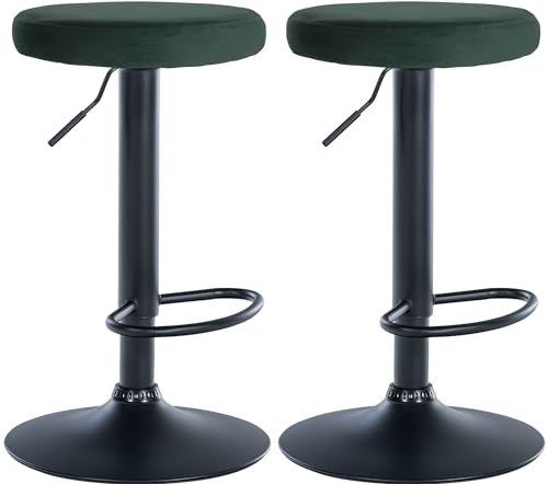 CLP 2er Set Barhocker Ponte Samt I Drehbarer Thekenhocker I Höhenverstellbarer Hocker I Küchenhocker mit Metallgestell, Farbe:grün, Material Gestell:Metall matt schwarz CLP 2er Set Barhocker Ponte Samt I Drehbarer Thekenhocker I Höhenverstellbarer Hocker I Küchenhocker mit Metallgestell, Farbe:grün, Material Gestell:Metall matt schwarz von CLP
