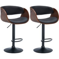 CLP - 2er Set Barhocker Portmore Kunstleder walnuss/schwarz Metall matt schwarz von CLP