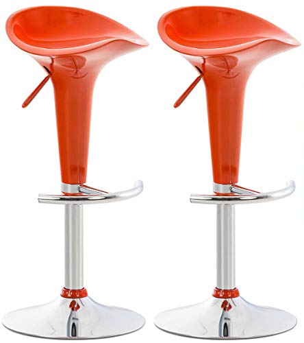 CLP 2er Set Barhocker Saddle Mit Drehbarem Kunsttoffsitz Und Fußablage I Höhenverstellbarer Hocker Mit Metallgestell In Chrom-Optik, Farbe:orange CLP 2er Set Barhocker Saddle Mit Drehbarem Kunsttoffsitz Und Fußablage I Höhenverstellbarer Hocker Mit Metallgestell In Chrom-Optik, Farbe:orange von CLP
