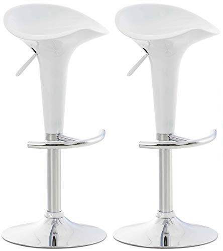 CLP 2er Set Barhocker Saddle Mit Drehbarem Kunsttoffsitz Und Fußablage I Höhenverstellbarer Hocker Mit Metallgestell In Chrom-Optik, Farbe:weiß von CLP