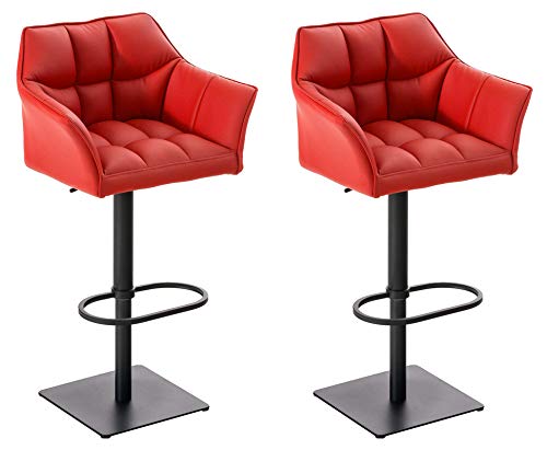 CLP 2er Set Barhocker Set Damaso Mit Kunstlederbezug Und Hochwertiger Polsterung I Höhenverstellbare Drehbare Barstühle Mit Lehne, Farbe:rot, Gestell Farbe:schwarz CLP 2er Set Barhocker Set Damaso Mit Kunstlederbezug Und Hochwertiger Polsterung I Höhenverstellbare Drehbare Barstühle Mit Lehne, Farbe:rot, Gestell Farbe:schwarz von CLP