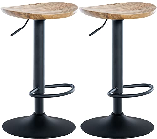 CLP 2er Set Barhocker Skelde - Höhenverstellbar Mit Fußstütze 360 Grad Drehbar - Tresenhocker Mit Holzsitz, Farbe:Natur CLP 2er Set Barhocker Skelde - Höhenverstellbar Mit Fußstütze 360 Grad Drehbar - Tresenhocker Mit Holzsitz, Farbe:Natur von CLP