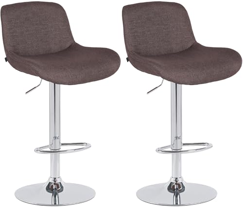 CLP 2er Set Barhocker Solon Chrom I Samtbezug oder Stoffbezug I Barstuhl höhenverstellbar und drehbar I gepolsterter Tresenhocker mit Rückenlehn, Farbe:Dunkelbraun, Material:Stoff CLP 2er Set Barhocker Solon Chrom I Samtbezug oder Stoffbezug I Barstuhl höhenverstellbar und drehbar I gepolsterter Tresenhocker mit Rückenlehn, Farbe:Dunkelbraun, Material:Stoff von CLP