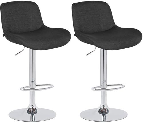 CLP 2er Set Barhocker Solon Chrom I Samtbezug oder Stoffbezug I Barstuhl höhenverstellbar und drehbar I gepolsterter Tresenhocker mit Rückenlehn, Farbe:schwarz, Material:Stoff CLP 2er Set Barhocker Solon Chrom I Samtbezug oder Stoffbezug I Barstuhl höhenverstellbar und drehbar I gepolsterter Tresenhocker mit Rückenlehn, Farbe:schwarz, Material:Stoff von CLP