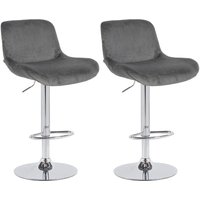 CLP - 2er Set Barhocker Solon Chrom dunkelgrau Samt von CLP