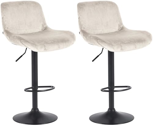 CLP 2er Set Barhocker Solon Schwarz I Samtbezug oder Stoffbezug I Barstuhl höhenverstellbar und drehbar I gepolsterter Tresenhocker, Farbe:Creme, Material:Samt CLP 2er Set Barhocker Solon Schwarz I Samtbezug oder Stoffbezug I Barstuhl höhenverstellbar und drehbar I gepolsterter Tresenhocker, Farbe:Creme, Material:Samt von CLP
