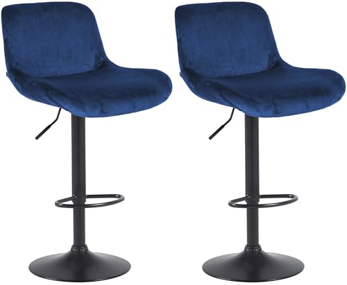 CLP 2er Set Barhocker Solon Schwarz I Samtbezug oder Stoffbezug I Barstuhl höhenverstellbar und drehbar I gepolsterter Tresenhocker, Farbe:blau, Material:Samt CLP 2er Set Barhocker Solon Schwarz I Samtbezug oder Stoffbezug I Barstuhl höhenverstellbar und drehbar I gepolsterter Tresenhocker, Farbe:blau, Material:Samt von CLP