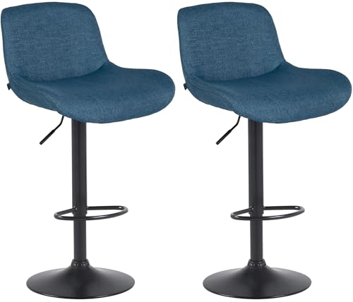 CLP 2er Set Barhocker Solon Schwarz I Samtbezug oder Stoffbezug I Barstuhl höhenverstellbar und drehbar I gepolsterter Tresenhocker, Farbe:blau, Material:Stoff CLP 2er Set Barhocker Solon Schwarz I Samtbezug oder Stoffbezug I Barstuhl höhenverstellbar und drehbar I gepolsterter Tresenhocker, Farbe:blau, Material:Stoff von CLP