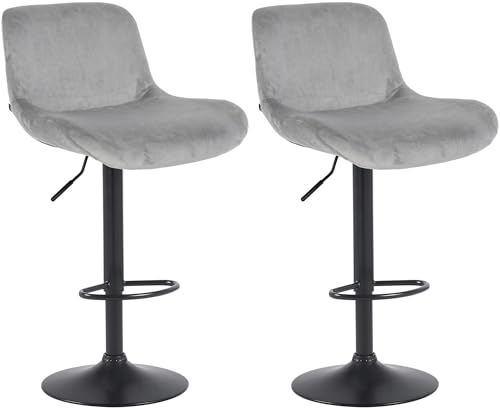 CLP 2er Set Barhocker Solon Schwarz I Samtbezug oder Stoffbezug I Barstuhl höhenverstellbar und drehbar I gepolsterter Tresenhocker, Farbe:grau, Material:Samt CLP 2er Set Barhocker Solon Schwarz I Samtbezug oder Stoffbezug I Barstuhl höhenverstellbar und drehbar I gepolsterter Tresenhocker, Farbe:grau, Material:Samt von CLP