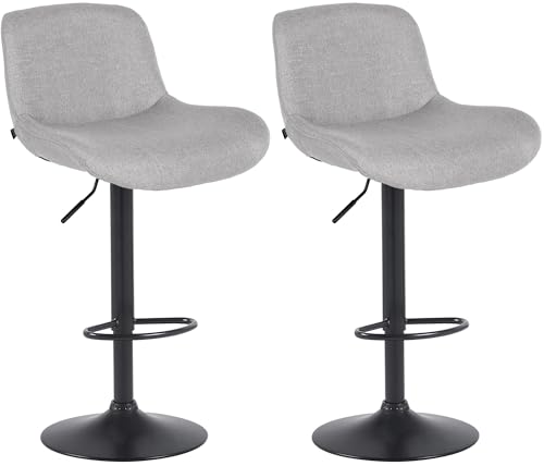 CLP 2er Set Barhocker Solon Schwarz I Samtbezug oder Stoffbezug I Barstuhl höhenverstellbar und drehbar I gepolsterter Tresenhocker, Farbe:hellgrau, Material:Stoff CLP 2er Set Barhocker Solon Schwarz I Samtbezug oder Stoffbezug I Barstuhl höhenverstellbar und drehbar I gepolsterter Tresenhocker, Farbe:hellgrau, Material:Stoff von CLP
