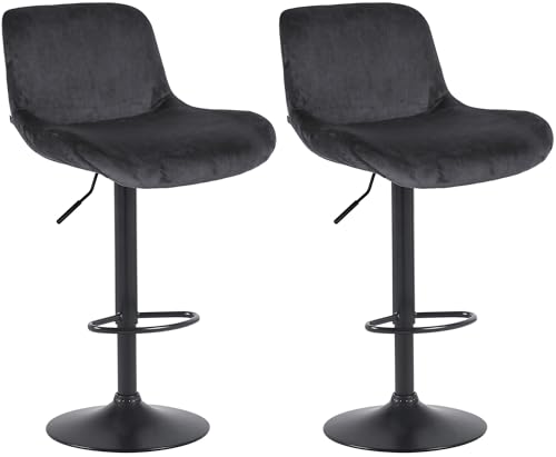 CLP 2er Set Barhocker Solon Schwarz I Samtbezug oder Stoffbezug I Barstuhl höhenverstellbar und drehbar I gepolsterter Tresenhocker, Farbe:schwarz, Material:Samt CLP 2er Set Barhocker Solon Schwarz I Samtbezug oder Stoffbezug I Barstuhl höhenverstellbar und drehbar I gepolsterter Tresenhocker, Farbe:schwarz, Material:Samt von CLP