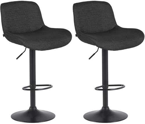 CLP 2er Set Barhocker Solon Schwarz I Samtbezug oder Stoffbezug I Barstuhl höhenverstellbar und drehbar I gepolsterter Tresenhocker, Farbe:schwarz, Material:Stoff CLP 2er Set Barhocker Solon Schwarz I Samtbezug oder Stoffbezug I Barstuhl höhenverstellbar und drehbar I gepolsterter Tresenhocker, Farbe:schwarz, Material:Stoff von CLP