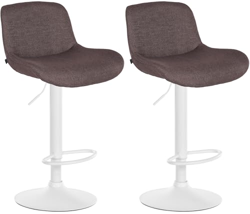CLP 2er Set Barhocker Solon Weiß I Samtbezug oder Stoffbezug I Barstuhl höhenverstellbar und drehbar I gepolsterter Tresenhocker mit Rückenlehne, Farbe:Dunkelbraun, Material:Stoff CLP 2er Set Barhocker Solon Weiß I Samtbezug oder Stoffbezug I Barstuhl höhenverstellbar und drehbar I gepolsterter Tresenhocker mit Rückenlehne, Farbe:Dunkelbraun, Material:Stoff von CLP