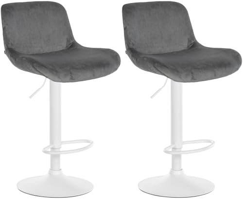 CLP 2er Set Barhocker Solon Weiß I Samtbezug oder Stoffbezug I Barstuhl höhenverstellbar und drehbar I gepolsterter Tresenhocker mit Rückenlehne, Farbe:dunkelgrau, Material:Samt CLP 2er Set Barhocker Solon Weiß I Samtbezug oder Stoffbezug I Barstuhl höhenverstellbar und drehbar I gepolsterter Tresenhocker mit Rückenlehne, Farbe:dunkelgrau, Material:Samt von CLP