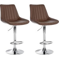 2er Set Barhocker Toni Kunstleder braun Metall in Chromoptik 2er Set Barhocker Toni Kunstleder braun Metall in Chromoptik von CLP