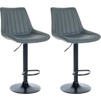 CLP - 2er Set Barhocker Toni Kunstleder grau Metall matt schwarz von CLP