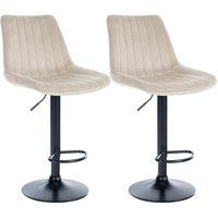 CLP - 2er Set Barhocker Toni Samt creme Metall matt schwarz von CLP