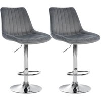 CLP - 2er Set Barhocker Toni Samt dunkelgrau Metall in Chromoptik CLP - 2er Set Barhocker Toni Samt dunkelgrau Metall in Chromoptik von CLP