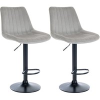 CLP - 2er Set Barhocker Toni Samt grau Metall matt schwarz von CLP