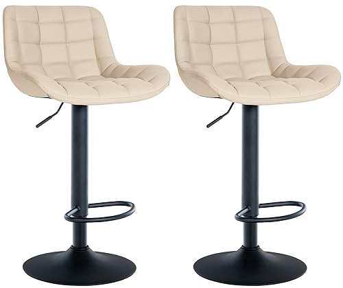 CLP 2er Set Barhocker Tover I Höhenverstellbare Tresenhocker I 360° Drehstühle Mit Rückenlehne Für Tresen Und Theke, Farbe:Creme, Material:Kunstleder CLP 2er Set Barhocker Tover I Höhenverstellbare Tresenhocker I 360° Drehstühle Mit Rückenlehne Für Tresen Und Theke, Farbe:Creme, Material:Kunstleder von CLP