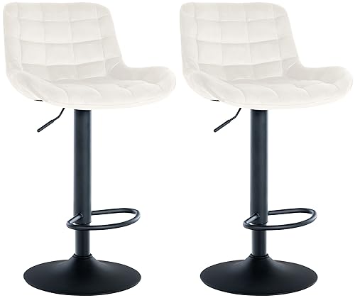CLP 2er Set Barhocker Tover I Höhenverstellbare Tresenhocker I 360° Drehstühle Mit Rückenlehne Für Tresen Und Theke, Farbe:Creme, Material:Samt CLP 2er Set Barhocker Tover I Höhenverstellbare Tresenhocker I 360° Drehstühle Mit Rückenlehne Für Tresen Und Theke, Farbe:Creme, Material:Samt von CLP