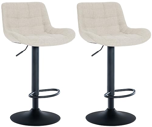 CLP 2er Set Barhocker Tover I Höhenverstellbare Tresenhocker I 360° Drehstühle Mit Rückenlehne Für Tresen Und Theke, Farbe:Creme, Material:Stoff CLP 2er Set Barhocker Tover I Höhenverstellbare Tresenhocker I 360° Drehstühle Mit Rückenlehne Für Tresen Und Theke, Farbe:Creme, Material:Stoff von CLP