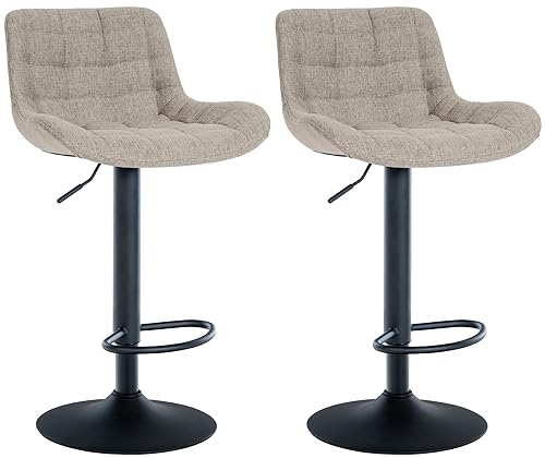 CLP 2er Set Barhocker Tover I Höhenverstellbare Tresenhocker I 360° Drehstühle Mit Rückenlehne Für Tresen Und Theke, Farbe:Taupe, Material:Stoff CLP 2er Set Barhocker Tover I Höhenverstellbare Tresenhocker I 360° Drehstühle Mit Rückenlehne Für Tresen Und Theke, Farbe:Taupe, Material:Stoff von CLP