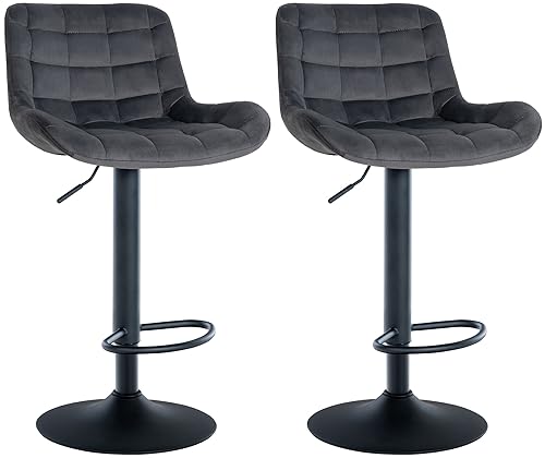 CLP 2er Set Barhocker Tover I Höhenverstellbare Tresenhocker I 360° Drehstühle Mit Rückenlehne Für Tresen Und Theke, Farbe:dunkelgrau, Material:Samt CLP 2er Set Barhocker Tover I Höhenverstellbare Tresenhocker I 360° Drehstühle Mit Rückenlehne Für Tresen Und Theke, Farbe:dunkelgrau, Material:Samt von CLP