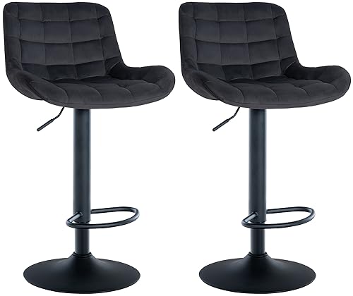 CLP 2er Set Barhocker Tover I Höhenverstellbare Tresenhocker I 360° Drehstühle Mit Rückenlehne Für Tresen Und Theke, Farbe:schwarz, Material:Samt CLP 2er Set Barhocker Tover I Höhenverstellbare Tresenhocker I 360° Drehstühle Mit Rückenlehne Für Tresen Und Theke, Farbe:schwarz, Material:Samt von CLP