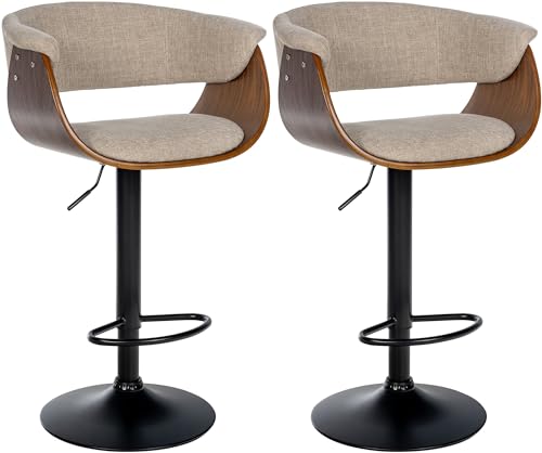 CLP 2er Set Barhocker Vestal Stoff Oder Kunstleder I Thekenhocker Höhenverstellbar I Barstuhl Mit Fußstütze I Tresenhocker 360° Drehbar, Farbe:walnuss/Creme, Material:Stoff CLP 2er Set Barhocker Vestal Stoff Oder Kunstleder I Thekenhocker Höhenverstellbar I Barstuhl Mit Fußstütze I Tresenhocker 360° Drehbar, Farbe:walnuss/Creme, Material:Stoff von CLP