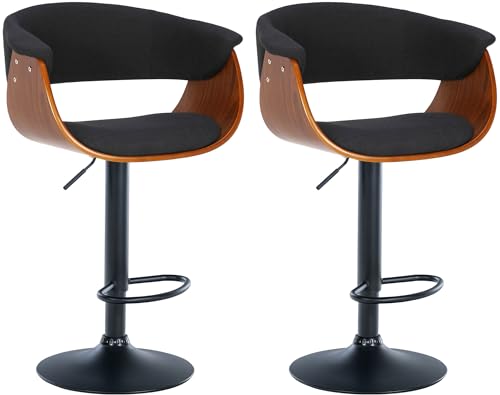 CLP 2er Set Barhocker Vestal Stoff Oder Kunstleder I Thekenhocker Höhenverstellbar I Barstuhl Mit Fußstütze I Tresenhocker 360° Drehbar, Farbe:walnuss/schwarz, Material:Stoff CLP 2er Set Barhocker Vestal Stoff Oder Kunstleder I Thekenhocker Höhenverstellbar I Barstuhl Mit Fußstütze I Tresenhocker 360° Drehbar, Farbe:walnuss/schwarz, Material:Stoff von CLP