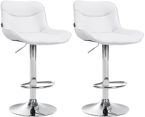 CLP 2er Set Barhocker Vonore Kunstleder I Höhenverstellbar mit Lehne und 360 Grad drehbar I Inkl. Fußstütze und Metallgestell, Farbe:weiß, Gestell Farbe:Chrom CLP 2er Set Barhocker Vonore Kunstleder I Höhenverstellbar mit Lehne und 360 Grad drehbar I Inkl. Fußstütze und Metallgestell, Farbe:weiß, Gestell Farbe:Chrom von CLP