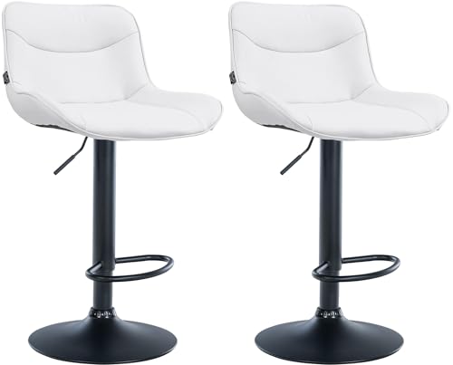 CLP 2er Set Barhocker Vonore Kunstleder I Höhenverstellbar mit Lehne und 360 Grad drehbar I Inkl. Fußstütze und Metallgestell, Farbe:weiß, Gestell Farbe:schwarz CLP 2er Set Barhocker Vonore Kunstleder I Höhenverstellbar mit Lehne und 360 Grad drehbar I Inkl. Fußstütze und Metallgestell, Farbe:weiß, Gestell Farbe:schwarz von CLP