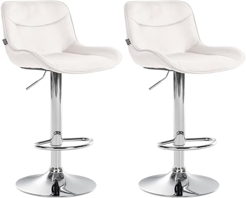 CLP 2er Set Barhocker Vonore Samt I Höhenverstellbar mit Lehne, 360 Grad drehbar I Mit Fußstütze und Metallgestell, Farbe:Creme, Gestell Farbe:Chrom CLP 2er Set Barhocker Vonore Samt I Höhenverstellbar mit Lehne, 360 Grad drehbar I Mit Fußstütze und Metallgestell, Farbe:Creme, Gestell Farbe:Chrom von CLP