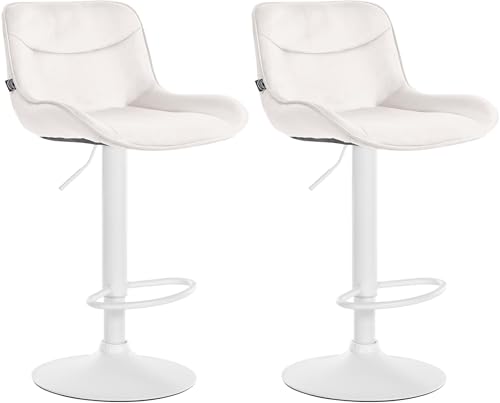CLP 2er Set Barhocker Vonore Samt I Höhenverstellbar mit Lehne, 360 Grad drehbar I Mit Fußstütze und Metallgestell, Farbe:Creme, Gestell Farbe:weiß CLP 2er Set Barhocker Vonore Samt I Höhenverstellbar mit Lehne, 360 Grad drehbar I Mit Fußstütze und Metallgestell, Farbe:Creme, Gestell Farbe:weiß von CLP