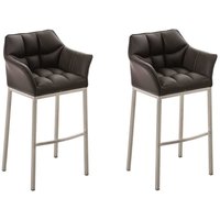 CLP - 2er Set Barhocker damaso Kunstleder mit 4-Fuß Gestell braun edelstahl von CLP