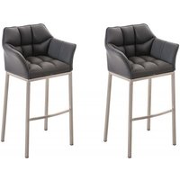 CLP - 2er Set Barhocker damaso Kunstleder mit 4-Fuß Gestell grau edelstahl von CLP