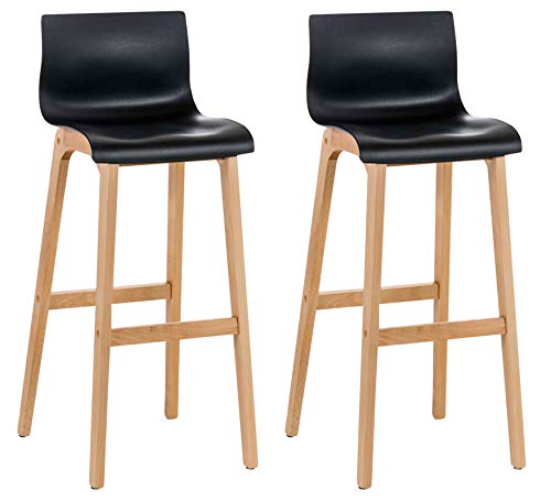 CLP 2er Set Design Barhocker Hover Mit Lehne Und Kunststoffsitz I Barstuhl Mit Holzgestell Und Fußstütze I Sitzhöhe 77 cm, Farbe:schwarz CLP 2er Set Design Barhocker Hover Mit Lehne Und Kunststoffsitz I Barstuhl Mit Holzgestell Und Fußstütze I Sitzhöhe 77 cm, Farbe:schwarz von CLP