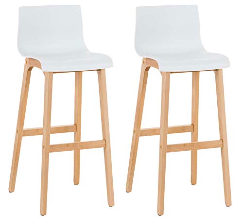 CLP 2er Set Design Barhocker Hover Mit Lehne Und Kunststoffsitz I Barstuhl Mit Holzgestell Und Fußstütze I Sitzhöhe 77 cm, Farbe:weiß CLP 2er Set Design Barhocker Hover Mit Lehne Und Kunststoffsitz I Barstuhl Mit Holzgestell Und Fußstütze I Sitzhöhe 77 cm, Farbe:weiß von CLP