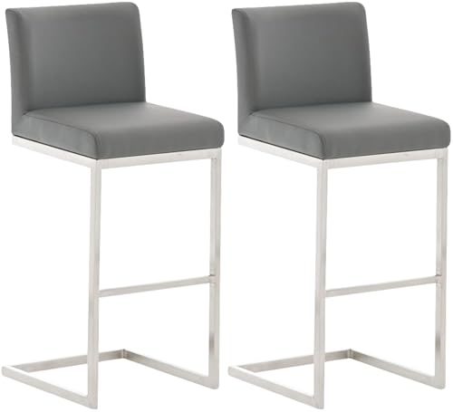 CLP 2er Set Barhocker Paros I Freischwinger Barstuhl I Kunstleder-Bezug I Edelstahl-Gestell, Farbe:grau CLP 2er Set Barhocker Paros I Freischwinger Barstuhl I Kunstleder-Bezug I Edelstahl-Gestell, Farbe:grau von CLP