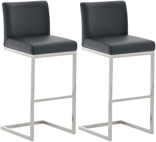 CLP 2er Set Barhocker Paros I Freischwinger Barstuhl I Kunstleder-Bezug I Edelstahl-Gestell, Farbe:schwarz von CLP