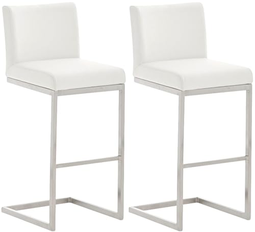 CLP 2er Set Barhocker Paros I Freischwinger Barstuhl I Kunstleder-Bezug I Edelstahl-Gestell, Farbe:weiß CLP 2er Set Barhocker Paros I Freischwinger Barstuhl I Kunstleder-Bezug I Edelstahl-Gestell, Farbe:weiß von CLP