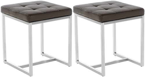 CLP 2er Set Edelstahl-Sitzhocker Barci Kunstleder I Moderne Hocker Mit Hochwertiger Polsterung Und Bodenschonern In Vielen Farben, Farbe:braun CLP 2er Set Edelstahl-Sitzhocker Barci Kunstleder I Moderne Hocker Mit Hochwertiger Polsterung Und Bodenschonern In Vielen Farben, Farbe:braun von CLP