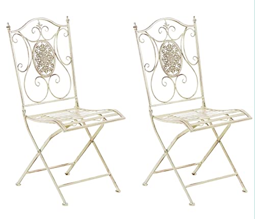 CLP 2er Set Eisen-Gartenstühle Sibell I Klappstühle mit edlen Verzierungen, Farbe:antik-Creme CLP 2er Set Eisen-Gartenstühle Sibell I Klappstühle mit edlen Verzierungen, Farbe:antik-Creme von CLP