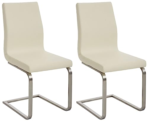 CLP 2er Set Esszimmerstühle Belfort mit Kunstlederbezug und hochwertiger Polsterung I Freischwinger mit Edelstahlgestell, Farbe:Creme CLP 2er Set Esszimmerstühle Belfort mit Kunstlederbezug und hochwertiger Polsterung I Freischwinger mit Edelstahlgestell, Farbe:Creme von CLP