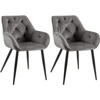 CLP - 2er Set Esszimmerstühle Cassis Samtbezug dunkelgrau Samt CLP - 2er Set Esszimmerstühle Cassis Samtbezug dunkelgrau Samt von CLP