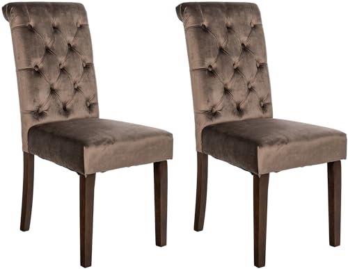 CLP 2er Set Esszimmerstühle Lisburn I Samt I Stoff I Polsterstühle Gesteppt Chesterfield Design, Farbe:braun, Material:Samt CLP 2er Set Esszimmerstühle Lisburn I Samt I Stoff I Polsterstühle Gesteppt Chesterfield Design, Farbe:braun, Material:Samt von CLP