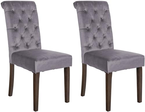 CLP 2er Set Esszimmerstühle Lisburn I Samt I Stoff I Polsterstühle Gesteppt Chesterfield Design, Farbe:dunkelgrau, Material:Samt CLP 2er Set Esszimmerstühle Lisburn I Samt I Stoff I Polsterstühle Gesteppt Chesterfield Design, Farbe:dunkelgrau, Material:Samt von CLP