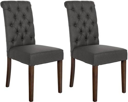 CLP 2er Set Esszimmerstühle Lisburn I Samt I Stoff I Polsterstühle Gesteppt Chesterfield Design, Farbe:dunkelgrau, Material:Stoff CLP 2er Set Esszimmerstühle Lisburn I Samt I Stoff I Polsterstühle Gesteppt Chesterfield Design, Farbe:dunkelgrau, Material:Stoff von CLP